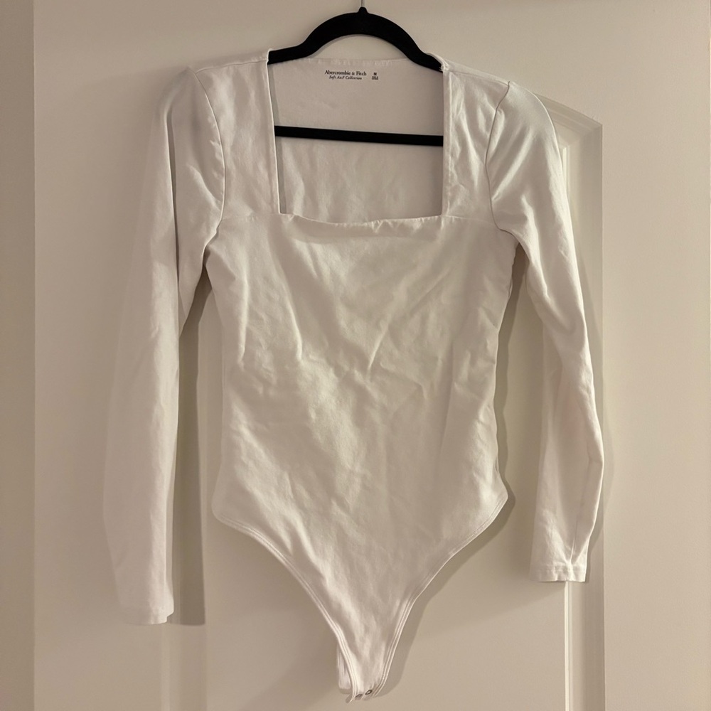 Abercrombie & Fitch White Square Neck Bodysuit Size Medium